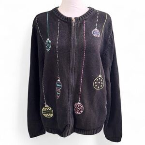 Croft & Barrow Black Embroidered Women's Sweater